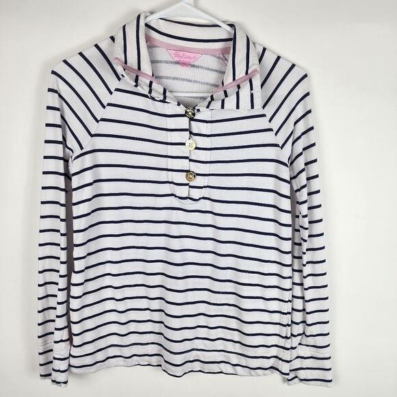 Lilly Pulitzer Tops - LILLY PULITZER WOMENS XXS STRIPED COLLARED POLO LONG SLEEVE SAILOR SHIRT TOP
